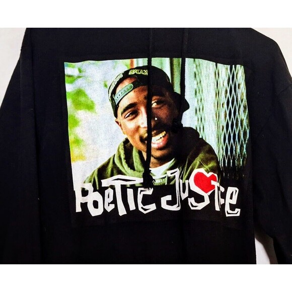 COLUMBIA PICTURES POETIC JUSTICE TUPAC SHAKUR PRINT WOMENS S/P POCKETED HOODIE - Picture 3 of 6